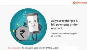 freecharge Rs 50 cashback on Rs 50 recharge all users