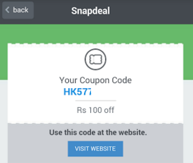 hike app Rs 100 off on Rs 500 snapdeal