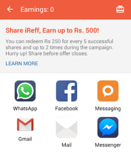 ireff refer and earn Rs 50 paytm cash per friend