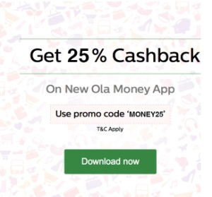 olamoney 25 cashback on adding money to wallet