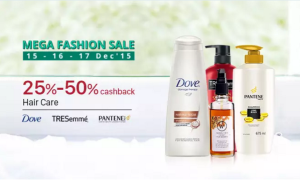 paytm mega fashion sale 25-50 cashback on hair care