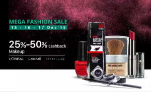 paytm mega fashion sale 25-50 cashback on makeup products