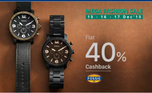paytm mega fashion sale get 40 cashback on fossil watches