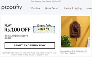 pepperfry get Rs 100 off on Rs 200 or more