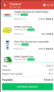 peppertap 15 discount on purchase of sop, shampoo and toothpaste