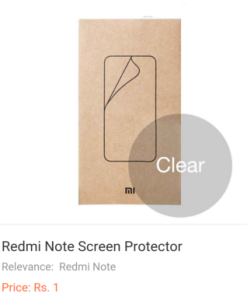 redmi note screen protector Rs 51