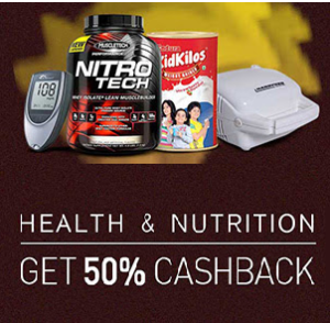 snapdeal health and nutrition flat 50% cashback