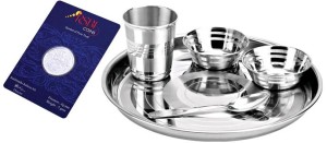 Amazon-Tosmy Exclusive Stainless Steel Dinner Set, 5-Pieces With Silver Coin