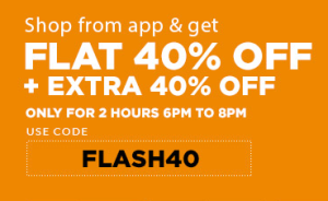 Jabong app- Buy Clothing and accessories at flat 40 off + Extra 40 off