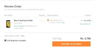 Snapdeal Moto E at Rs 4799