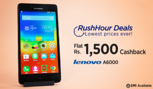 paytm epic ectronics sale rush hour lenovo A6000 at Rs 5499