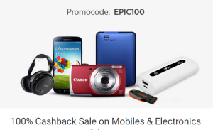 paytm epic electronics sale 100 cashback