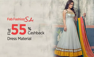  paytm fab fashion sale 55 cashback on dress material