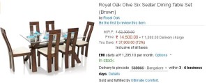 Amazon- Royal Oak Olive Six Seater Dining Table Set1