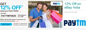 Ebay– Get flat 12% discount on everything using your Paytm wallet
