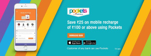 ICICI Pockets- Get flat Rs 25 off on recharge of Rs 100 or more
