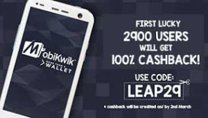 Mobikwik- Get Flat 100% cashback on Recharge and Bill Payment (Max Rs.100)