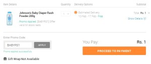 Snapdeal Johnson baby diaper Powder (Screen Shot)