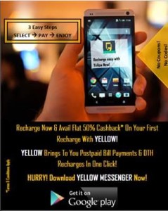 Yellow Messenger Get flat 50 cb on first recharge