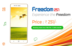 freedom 251 book smartphone for Rs 251 only at 6 AM 18th february