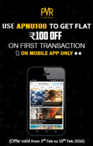 pvr cinemas Rs 100 off on Rs 200 on movie tickets on app