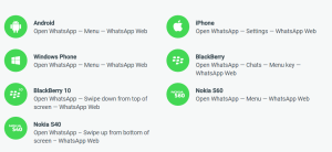 whatsapp web option in different operating systems