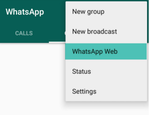 whatsapp web option in mobile 3 dots at right top