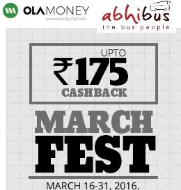Abhibus– Get Flat 20% Cashback on Bus Ticket Bookings Via OLA Money (Max Rs 175)