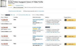 Amazon- Eureka Forbes Aquaguard Classic UV Water Purifier1