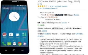 Amazon- YU Yureka AO5510 (Moondust Grey, 16GB1)