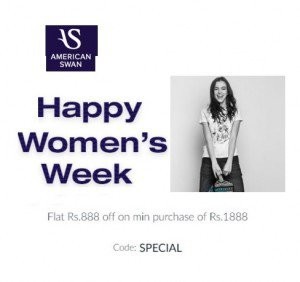 American Swan- Buy Women's accessories, clothing at upto 60 off + Extra Rs 888 off Rs 1888 or more