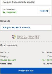 Ebay Rs 100 off on Rs 150 or more (new users)