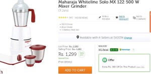 Flipkart- Buy Maharaja Whiteline Solo MX 122 500 W Mixer Grinder1