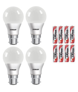 Snapdeal Eveready 7W (pack of 4) LED Bulb with Free 8 Pc Eveready Ultima Alkaline AAA Battery