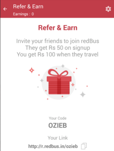 redbus app refer and earn upto Rs 500
