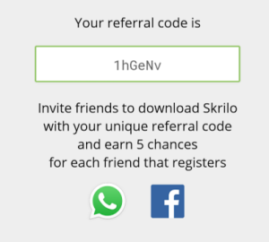 skrilo app get your referral code and earn paytm cash