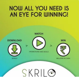skrilo view ads, earn chances and win paytm cash