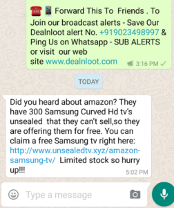 whatsapp fake alert samsung 300 curved tvs amazon