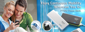 ADATA PT100 10000mAH Power Bank (White-Blue) Rs 899 only amazon