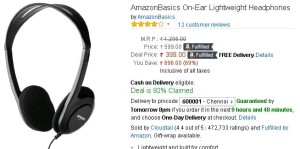 Amazon- Buy AmazonBasics On-Ear Lightweight Headphone1
