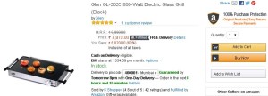 Amazon- Buy Glen GL-3035 800-Watt Electric Glass Grill1