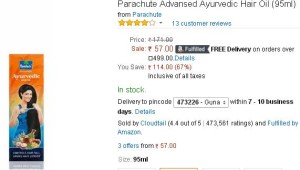Amazon- Parachute Advansed Ayurvedic Hair Oil1