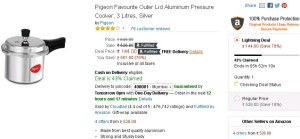 Amazon- Buy Pigeon Favourite Outer Lid Aluminum Pressure Cooker, 3 Litres, Silver at just Rs 144 only With Free shipping