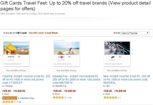 Amazon Gift Cards Travel Fest- Get Up to 20% off travel brands1