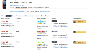 Amazon- Intex Mobile Neo V+