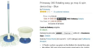 Amazon- Primeway 360 Rotating easy go mop1