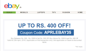 Ebay Upto Rs 400 Off