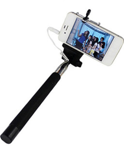 M-zone Extendable Selfie Stick With Aux Cable Hand Held Monopod - Black Rs 79 only snapdeal
