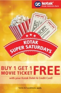 PVR Cinemas- Buy 1 get 1 Free Movie Tickets via Kotak Bank Cards