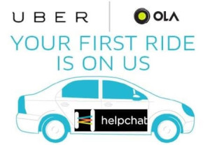 Helpchat- Get flat 50% Cashback on first three Ola or Uber Cab Rides